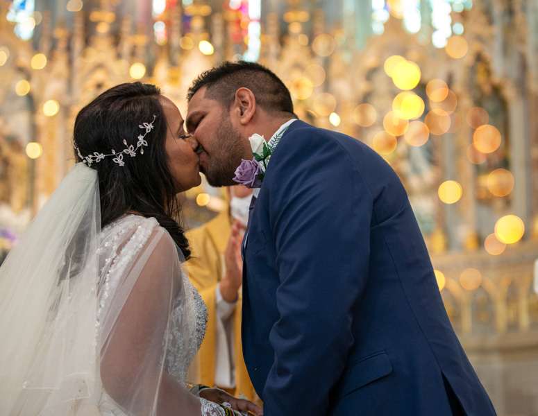 Wedding photographer catches happy couple